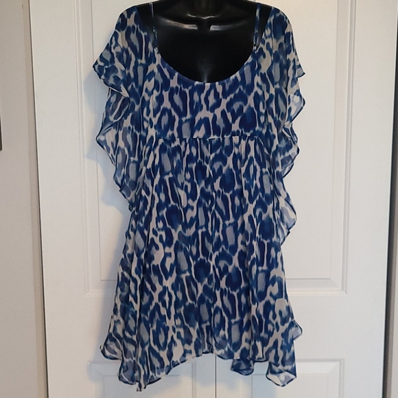 Jessica Simpson Blue Leopard Lemoore Ruffle - Picture 8 of 12